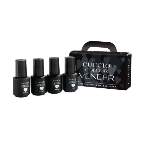 Cuccio Veneer zestaw startowy hybrydowy mini kit Black 4 x 3,75 ml