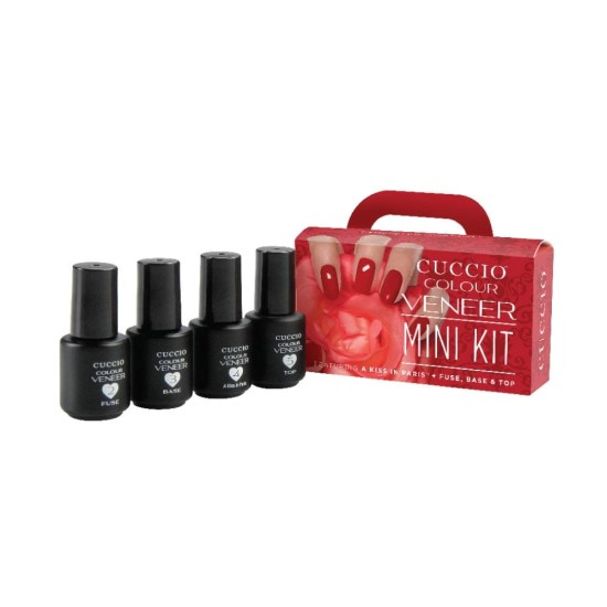 Cuccio Veneer zestaw startowy hybrydowy mini kit Red  4 x 3,75 ml