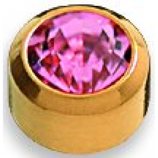 Kolczyki Studex Cyrkon różowy w oprawie pełnej kolor złoty+